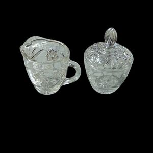 EAPC Early American Prescut Creamer & Sugar Anchor Hocking Glass Star of David